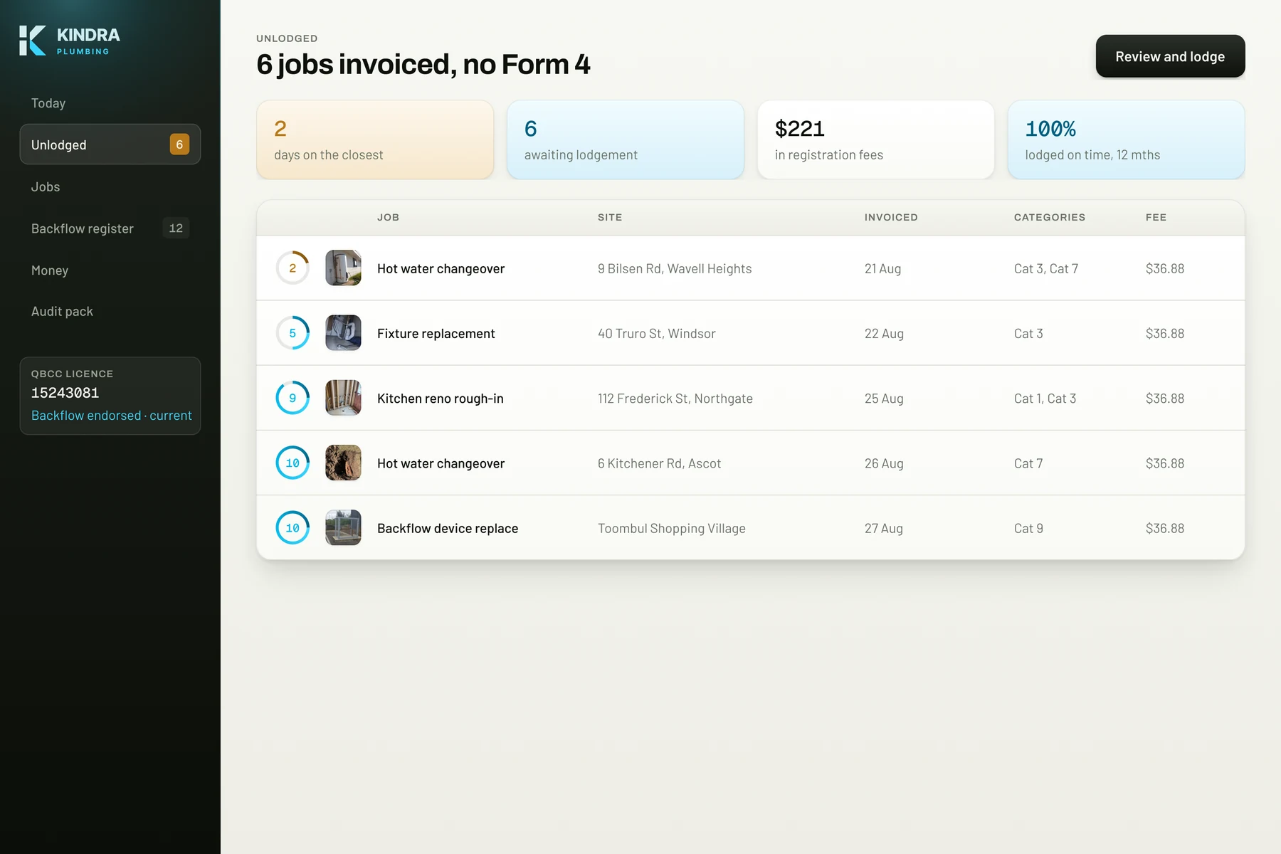 Unlodged board